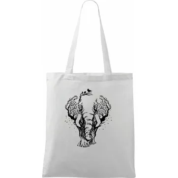 Nákupní taška Slon ilustrace - Taška bavlněná - 42 x 38 cm ( Bílá )