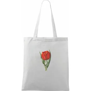 Červený tulipán - Taška bavlněná - 42 x 38 cm ( Bílá )
