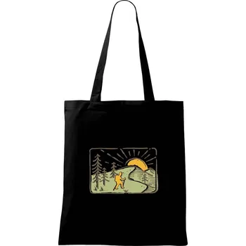 Nákupní taška Nordic walking v přírodě - Taška bavlněná - 42 x 38 cm ( Černá )
