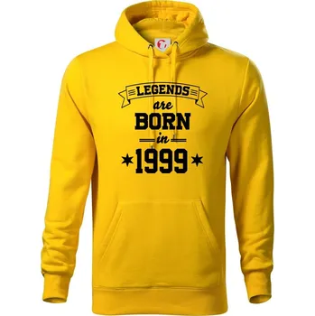 Pánská mikina Legends are born in 1999 - Mikina pánská Cape s kapucí - M ( Žlutá )
