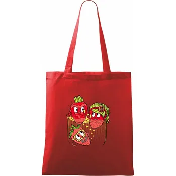 Nákupní taška Jahody v šampaňském (Pecka design) - Taška bavlněná - 42 x 38 cm ( Červená )