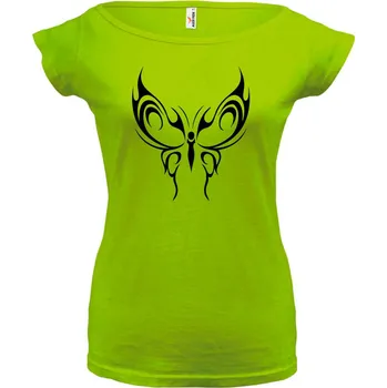 Dámské tričko MOTÝL (zelené, černý potisk) dámské velikost L (Dámské tričko s potiskem)
