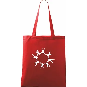 Nákupní taška Hromadný seskok padákem - Taška bavlněná - 42 x 38 cm ( Červená )