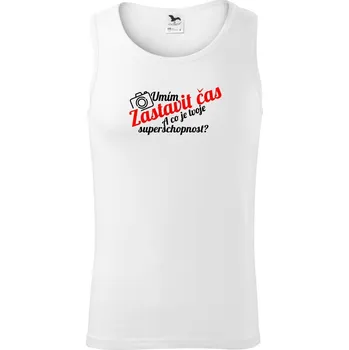 Pánské termoprádlo Zastavím čas - tvoje superschopnost? šikmý nápis - Tílko pánské Core - L ( Bílá )