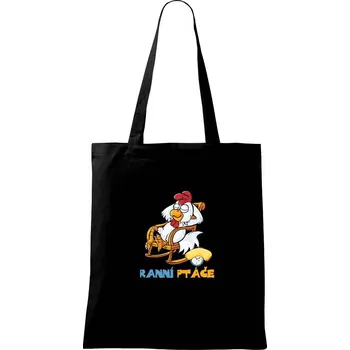 Nákupní taška Ranní ptáče - Taška bavlněná - 42 x 38 cm ( Černá )