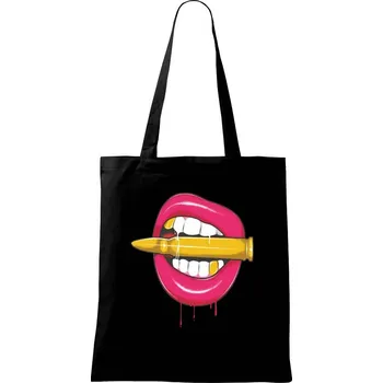 Nákupní taška Pusa s kulkou - Taška bavlněná - 42 x 38 cm ( Černá )