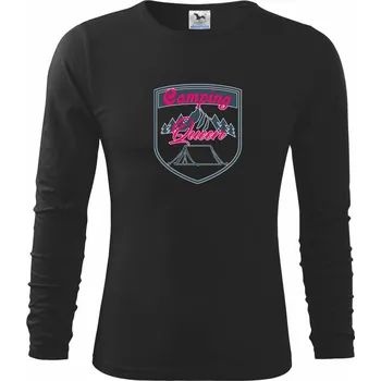 Chlapecké tričko Camping Queen - stan - Triko dětské Long Sleeve - 122 cm/6 let ( Černá )