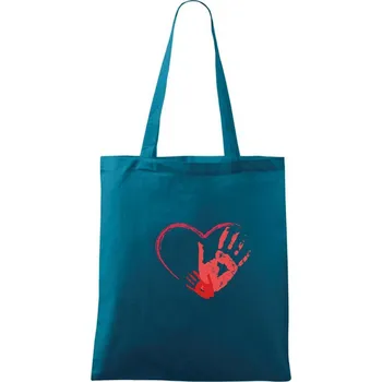 Ručičky v srdci - Taška bavlněná - 42 x 38 cm ( Petrolejová )