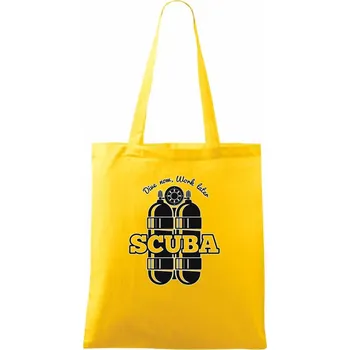 Nákupní taška Dive now work later - Scuba - Taška bavlněná - 42 x 38 cm ( Žlutá )