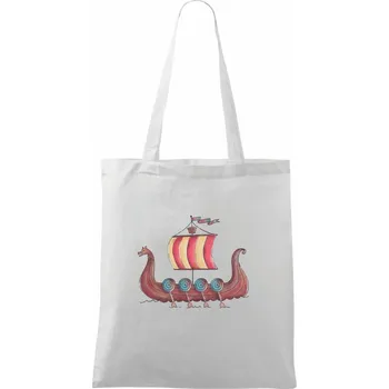 Viking loď - Taška bavlněná - 42 x 38 cm ( Bílá )