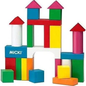 Dřevěná hračka Micki Leksaker Micki Barevné dřevěné kostky 38 ks stavebnice