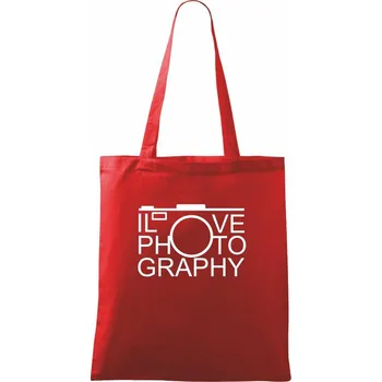 Nákupní taška I love photography - Taška bavlněná - 42 x 38 cm ( Červená )