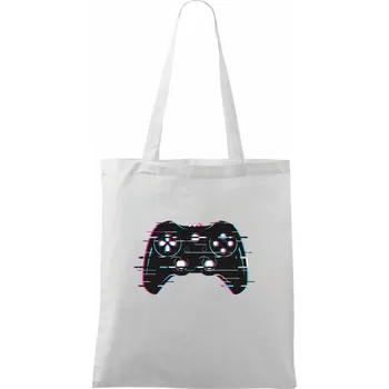 Nákupní taška Gamer - gamepad barevný - Taška bavlněná - 42 x 38 cm ( Bílá )