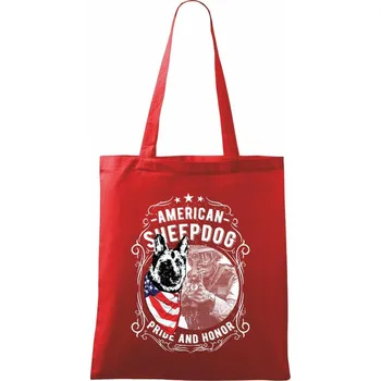 Nákupní taška American Sheepdog - Taška bavlněná - 42 x 38 cm ( Červená )