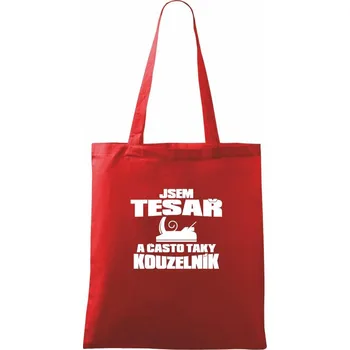 Nákupní taška Tesař kouzelník - Taška bavlněná - 42 x 38 cm ( Červená )