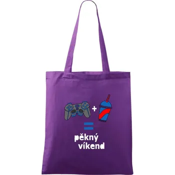 Pěkný víkend - Taška bavlněná - 42 x 38 cm ( Fialová )