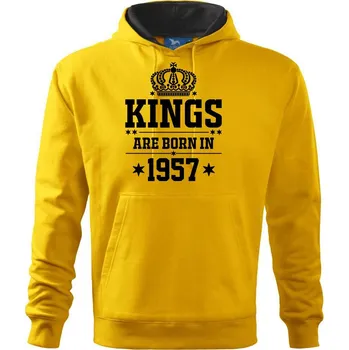 Pánská mikina Kings are born in 1957 - Mikina pánská Cape s kapucí - 3XL ( Žlutá )
