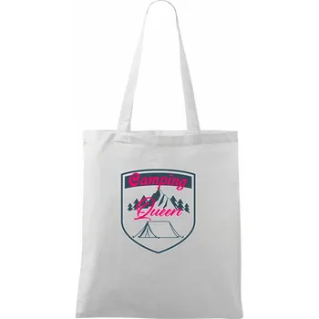 Nákupní taška Camping Queen - stan - Taška bavlněná - 42 x 38 cm ( Bílá )