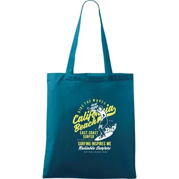 Nákupní taška Ride The Waves in California Beach - Taška bavlněná - 42 x 38 cm ( Petrolejová )