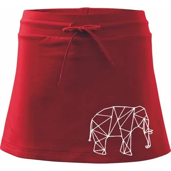 Dámská sukně Geometrie - slon - Sportovní sukně - two in one - M ( Červená )