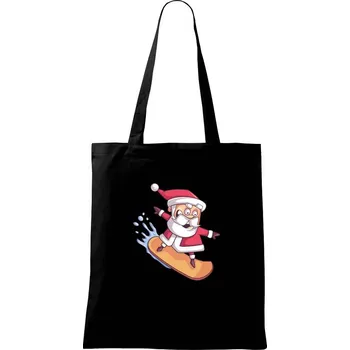 Santa jezdící na snowboardu - Taška bavlněná - 42 x 38 cm ( Černá )