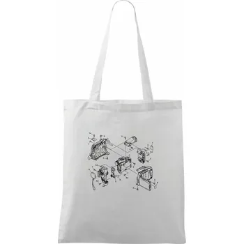 Nákres videokamera stará - Taška bavlněná - 42 x 38 cm ( Bílá )