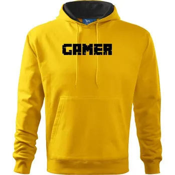 Pánská mikina Gamer nápis - Mikina pánská Cape s kapucí - S ( Žlutá )