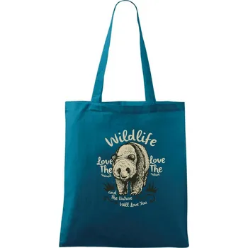 Wildlife medvěd - Taška bavlněná - 42 x 38 cm ( Petrolejová )