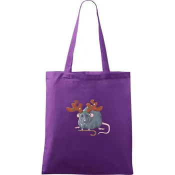Vánoční myš - Taška bavlněná - 42 x 38 cm ( Fialová )