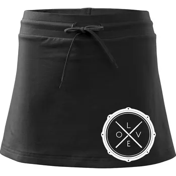 Dámská sukně Paličky bicí LOVE - Sportovní sukně - two in one - XL ( Černá )