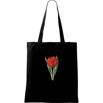 Nákupní taška Červený tulipán - Taška bavlněná - 42 x 38 cm ( Černá )