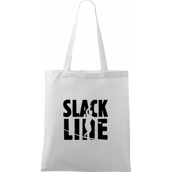 Slackline nápis - Taška bavlněná - 42 x 38 cm ( Bílá )