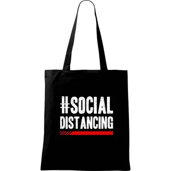 Social distancing - Taška bavlněná - 42 x 38 cm ( Černá )
