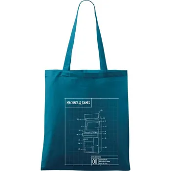Nákres herní automat zepředu - Taška bavlněná - 42 x 38 cm ( Petrolejová )