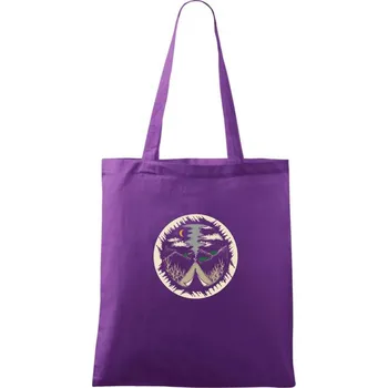 Indiánské teepee v kruhu - Taška bavlněná - 42 x 38 cm ( Fialová )