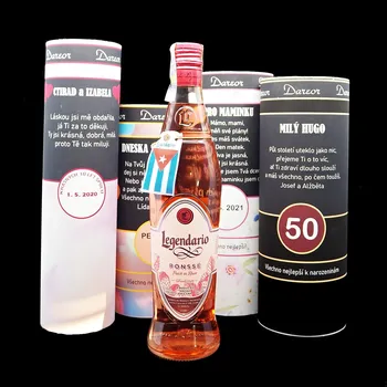 Dárkový potravinový koš Legendario Ronssé – dárkové balení alkoholu s potiskem na přání