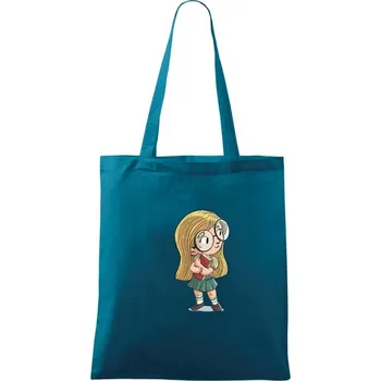 Malá čtenářka - Taška bavlněná - 42 x 38 cm ( Petrolejová )