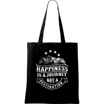 Nákupní taška Happiness is a Journey - Taška bavlněná - 42 x 38 cm ( Černá )