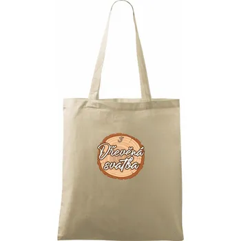 Nákupní taška Dřevěná svatba 5 - Taška bavlněná - 42 x 38 cm ( Naturální )