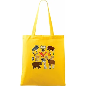 Nákupní taška Lesní zvířátka - Taška bavlněná - 42 x 38 cm ( Žlutá )