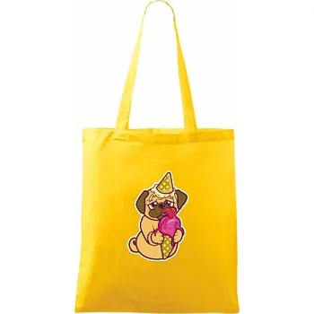 Mops a zmrzlina - Taška bavlněná - 42 x 38 cm ( Žlutá )