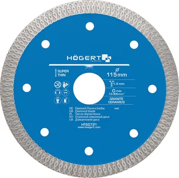 Řezný kotouč Diamantový kotouč pro keramiku HOGERT Průměr kotouče (mm): 125, Tloušťka kotouče (mm): 1,2