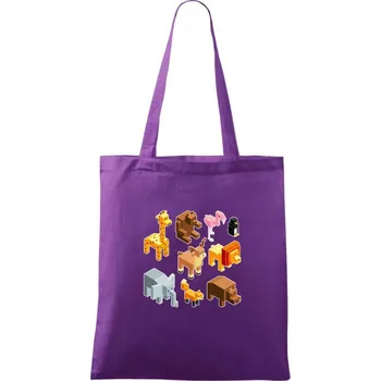 3D zvířátka - Taška bavlněná - 42 x 38 cm ( Fialová )