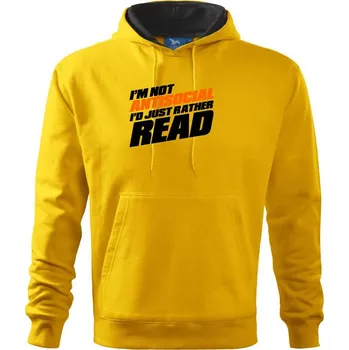 Pánská mikina I'm not antisocial i'd just rather read - Mikina pánská Cape s kapucí - S ( Žlutá )