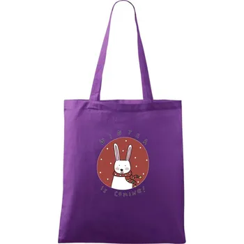 Winter is coming zajíc - Taška bavlněná - 42 x 38 cm ( Fialová )