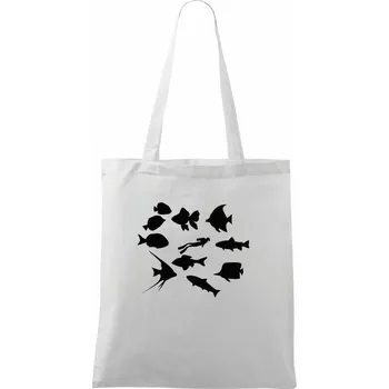 Nákupní taška Potápeč ryby čtverec - Taška bavlněná - 42 x 38 cm ( Bílá )