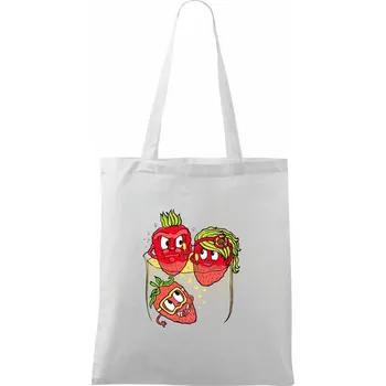 Jahody v šampaňském (Pecka design) - Taška bavlněná - 42 x 38 cm ( Bílá )