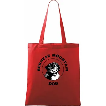 Nákupní taška Bernese mountain dog v kruhu - Taška bavlněná - 42 x 38 cm ( Červená )