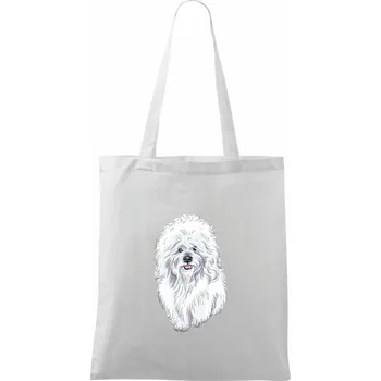 Bišonek kreslený - Taška bavlněná - 42 x 38 cm ( Bílá )