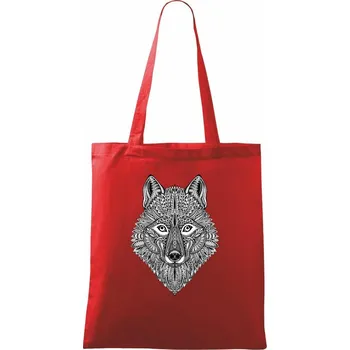 Nákupní taška Vlk kreslený - Taška bavlněná - 42 x 38 cm ( Červená )